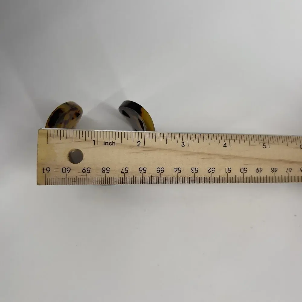 Tory Burch Logo Tortoise Resin Wide Cuff Bracelet Brown Amber Cutout Statement